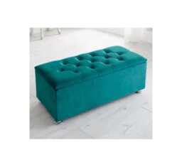 Plush Velvet Chesterfield Ottoman - Living Room Storage Blanket Box - 90x42x42cm - thumbnail 1