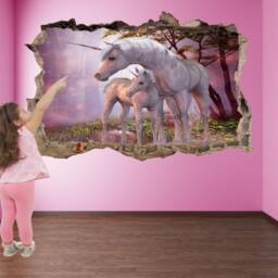 Unicorn Fairy Forest Wall Decal Sticker Mural Poster Print Art Kids Girls Bedroom Decor Az46 - thumbnail 1