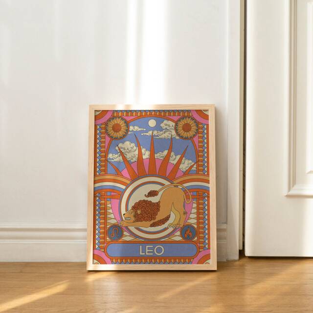 Leo Zodiac Print Lion Star Sign Astrology Wall Art - image 1