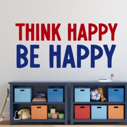 Think Happy Be - Wall Decor Happiness Art -Kids Room Quote Positive Classroom Positive Thoughts Decal - thumbnail 2