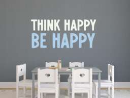 Think Happy Be - Wall Decor Happiness Art -Kids Room Quote Positive Classroom Positive Thoughts Decal - thumbnail 1