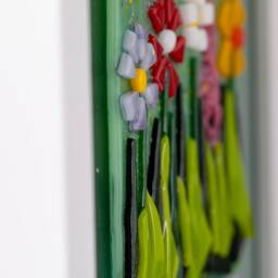 Wild Flower Fused Glass Textured Picture With White Wooden Frame, Colourful Flowers Gift, Wall Art, New Home Gift Idea - thumbnail 3