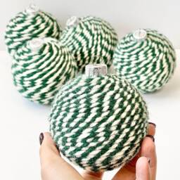 Handmade Yarn Christmas Ornament Burgundy & Gold Holiday Decor - thumbnail 2