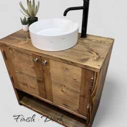 Anna - Handmade Solid Pine Bathroom Vanity Unit Redwood Timber Cupboard - thumbnail 2