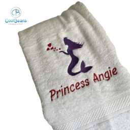 Mermaid Towel - Personalised Face Cloth/Hand Bath = Embroidered With & Text