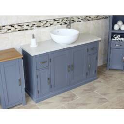 Grey Painted Bathroom Vanity Unit 123cm Wide With White Quartz Top & Ceramic Basin Set 402Gwqcbcx1 - thumbnail 3