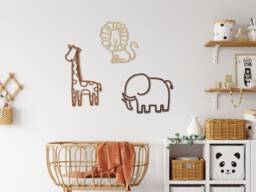 Safari Trio Wall Nursery - Decor/Home Kids Animals Children Room