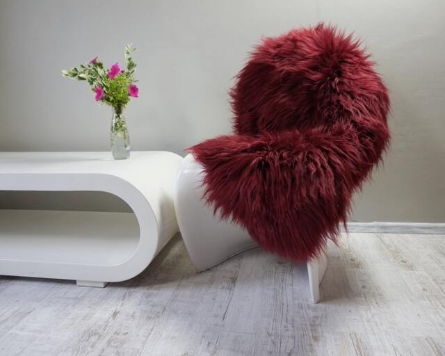 "Regular Sheepskin Burgundy Throw Genuine Leather Sheep Skin 48 "" X 28" - image 1