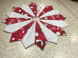 Quilted Christmas Tree Skirt Red, Silver, & White Holiday Decor - thumbnail 1