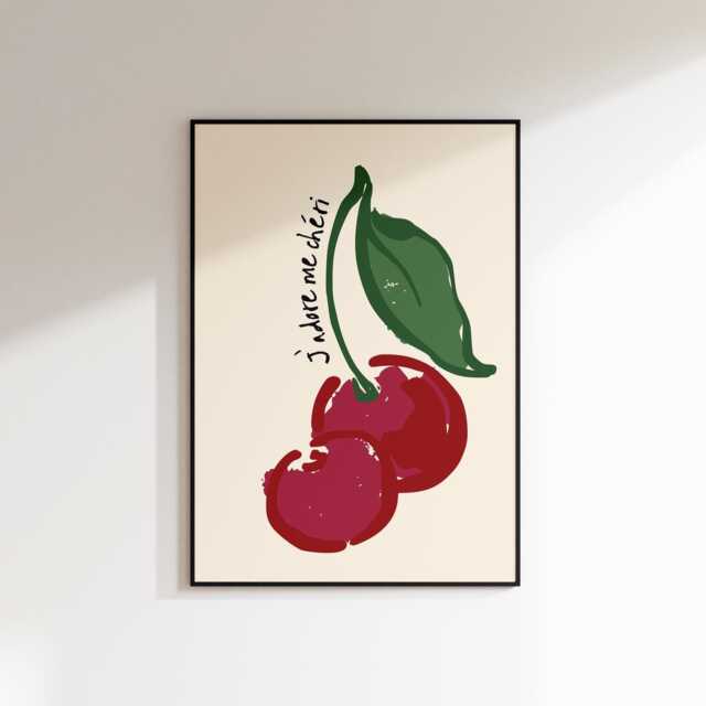 Ma Cherie Poster - Farmers Market Print Kitchen Wall Art Couples Gifts Pun Food Cherry Bedroom Prints Kids - image 1
