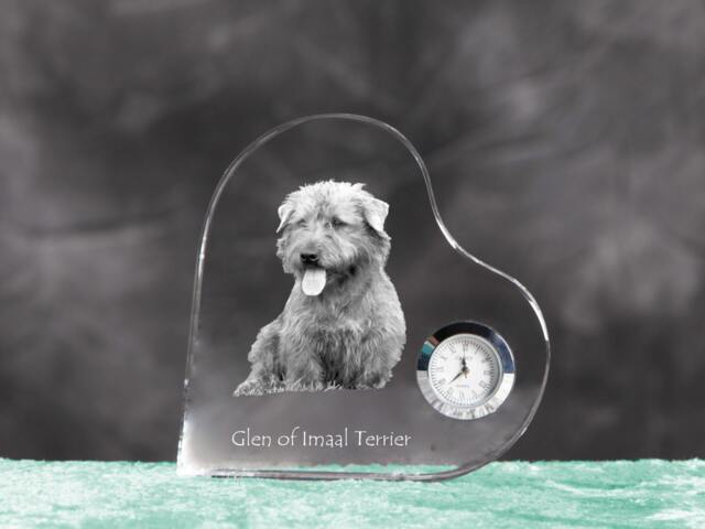 Glen Of Imaal Terrier - Crystal Clock in The Shape A Heart With Image Pure-Bred Dog - image 1