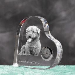 Glen Of Imaal Terrier - Crystal Clock in The Shape A Heart With Image Pure-Bred Dog - thumbnail 2