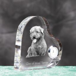 Glen Of Imaal Terrier - Crystal Clock in The Shape A Heart With Image Pure-Bred Dog - thumbnail 3