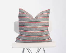 stripe Blanket Pillow Cover/Boho Gray /Rustic Cottage Throw Cushion /Modern Bohemian - thumbnail 1