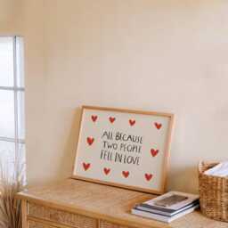All Because Two People Fell in Love Unframed Print - Anniversary Gifts Wedding Present Bedroom Couple Art Living Room - thumbnail 3
