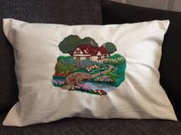 Embroidered Cottage Cushion