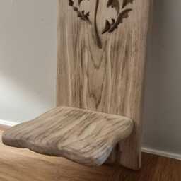 Single Handmade Rustic Solid Oak Candle Sconce With Thistle Cut Out Detail .candle Not Included - thumbnail 4