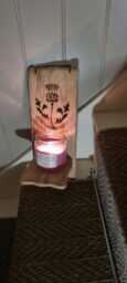 Single Handmade Rustic Solid Oak Candle Sconce With Thistle Cut Out Detail .candle Not Included