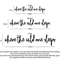 Where The Wild One Sleeps Wooden Words Wall Art Sign, Nursery Decor - thumbnail 3