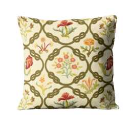 William Morris, Mays Coverlet, Cushion Cover Arts & Crafts Pillow, Embroidered Linen - thumbnail 2