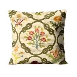 William Morris, Mays Coverlet, Cushion Cover Arts & Crafts Pillow, Embroidered Linen - thumbnail 1
