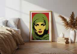 Pop Art Hijab Woman Print Bold Middle Eastern Portrait, Modern Wall - thumbnail 1
