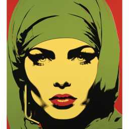 Pop Art Hijab Woman Print Bold Middle Eastern Portrait, Modern Wall - thumbnail 3