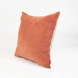 Rust Velvet Pillow Cover, Reversible Linen Back - thumbnail 2