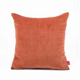 Rust Velvet Pillow Cover, Reversible Linen Back - thumbnail 1