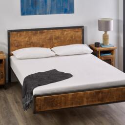 Floating - Industrial Steel Framed Bed With Reclaimed Wood - thumbnail 3