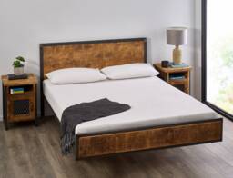Floating - Industrial Steel Framed Bed With Reclaimed Wood - thumbnail 1