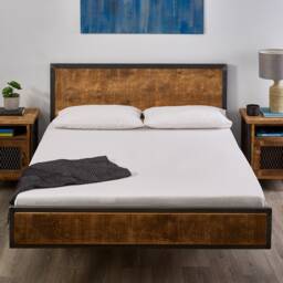 Floating - Industrial Steel Framed Bed With Reclaimed Wood - thumbnail 2