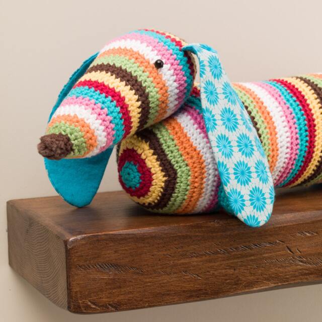 stripy Dachshund Sausage Dog Crochet Doorstop Or Draught Excluder - image 1