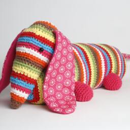 stripy Dachshund Sausage Dog Crochet Doorstop Or Draught Excluder - thumbnail 2
