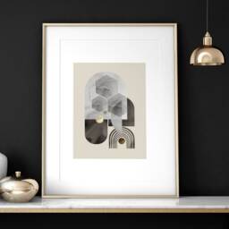 Mid Century Mode Set Of 3 Framed Wall Art Prints For A Minimal Office Desk Decor, Large Abstract Earth Tone Decor Gallery - thumbnail 2