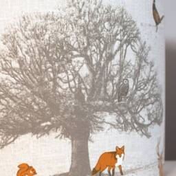 Fryetts Woodland Tree, Stag & Fox Lampshade, Gold Silver Or White Lining, Table Lamp Ceiling Drum Shade, Handmade By Vivid Shades - thumbnail 2