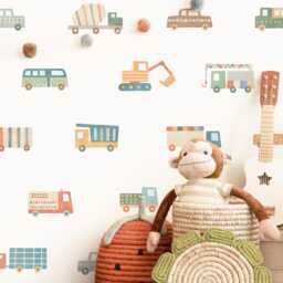 Car & Truck Wall Decals - Nursery Decor, Construction Art, Kids Room Decal, Reusable Removable Stickers - thumbnail 1