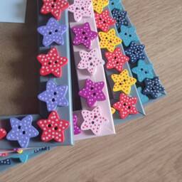 Colourful Polka Dot Wooden Star Button Photo Frame 4 X 6 Inches - thumbnail 1