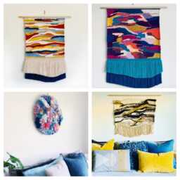 Wall Decor Custom Woven Hanging Boho Fibre Art Tapestry, Personalised Colours - thumbnail 3