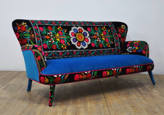Suzani 3-Seater Sofa - Turquoise Love - image 1