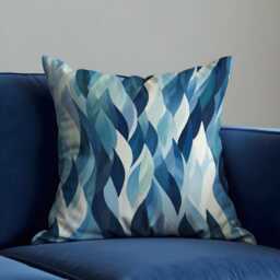 Blue Leaf Cushion Cover, Watercolor Foliage Pattern Pillow Case, Modern Botanical Throw Living Room & Bedroom Decor - thumbnail 1