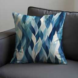Blue Leaf Cushion Cover, Watercolor Foliage Pattern Pillow Case, Modern Botanical Throw Living Room & Bedroom Decor - thumbnail 3
