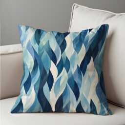 Blue Leaf Cushion Cover, Watercolor Foliage Pattern Pillow Case, Modern Botanical Throw Living Room & Bedroom Decor - thumbnail 4