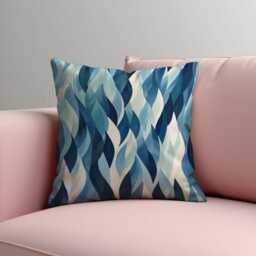 Blue Leaf Cushion Cover, Watercolor Foliage Pattern Pillow Case, Modern Botanical Throw Living Room & Bedroom Decor - thumbnail 2