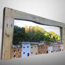 Driftwood Cottage House Mirror, Signed Nautical Steampunk Art - thumbnail 2