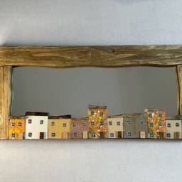 Driftwood Cottage House Mirror, Signed Nautical Steampunk Art - thumbnail 3