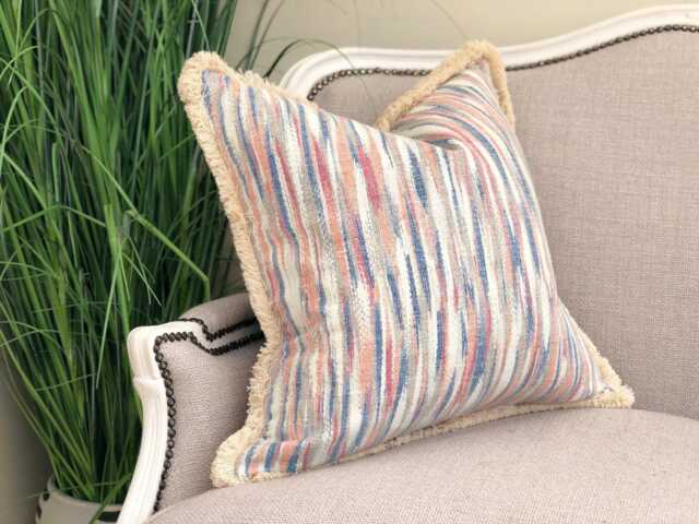 Multicoloured Ikat Cushion Cover With Fringe Custom Size + Trim Colour - image 1