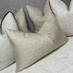 Handmade Herringbone Pillow Cover, Cream Gold Shimmer, Modern Rectangle 12x20 Cushion Case, Double Sided - thumbnail 3
