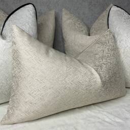 Handmade Herringbone Pillow Cover, Cream Gold Shimmer, Modern Rectangle 12x20 Cushion Case, Double Sided