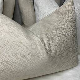 Handmade Herringbone Pillow Cover, Cream Gold Shimmer, Modern Rectangle 12x20 Cushion Case, Double Sided - thumbnail 2